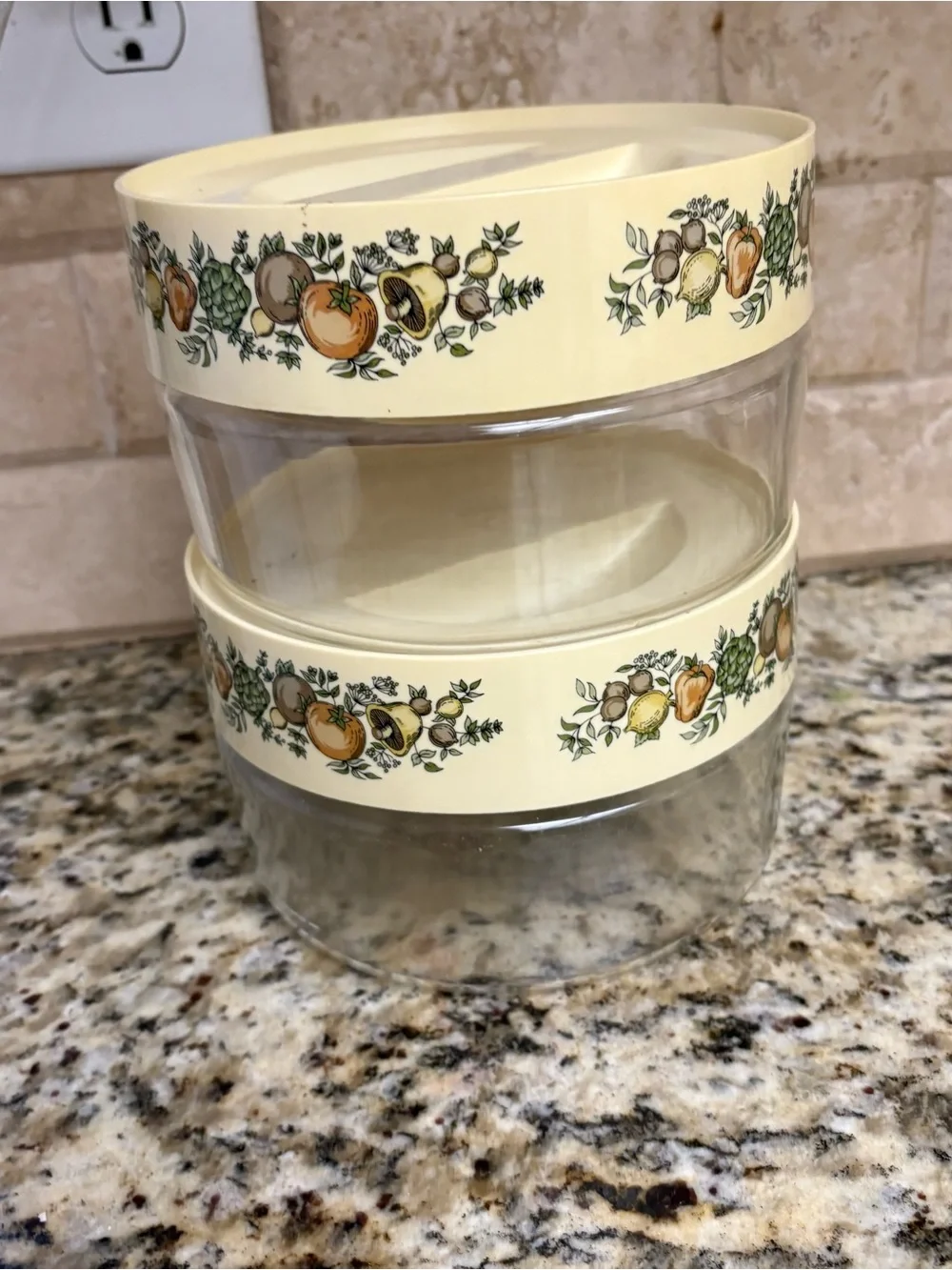 Pyrex Cream Fruit-Print Stackable Storage Canisters